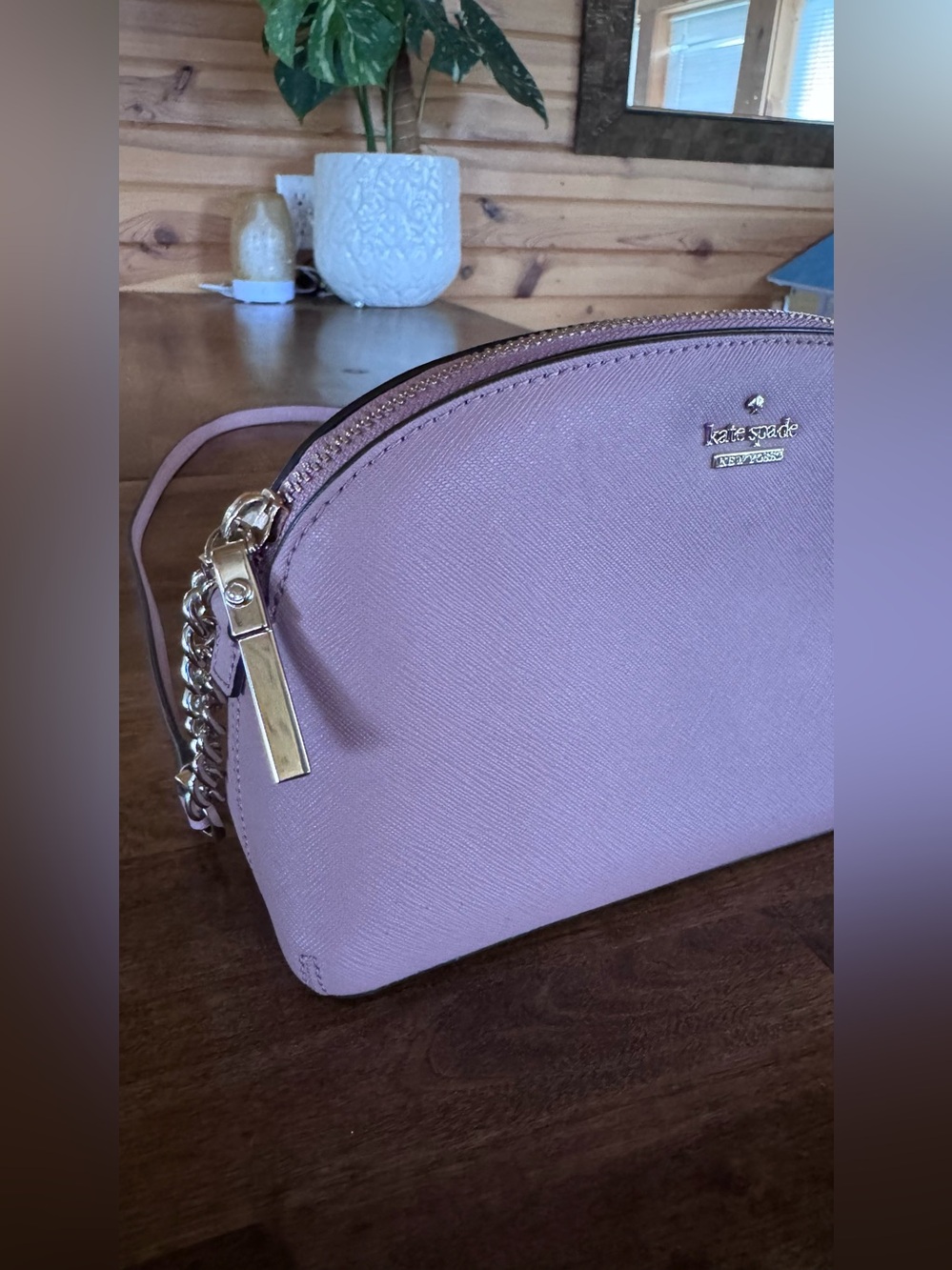 kate spade mauve dome crossbody with gold hardware